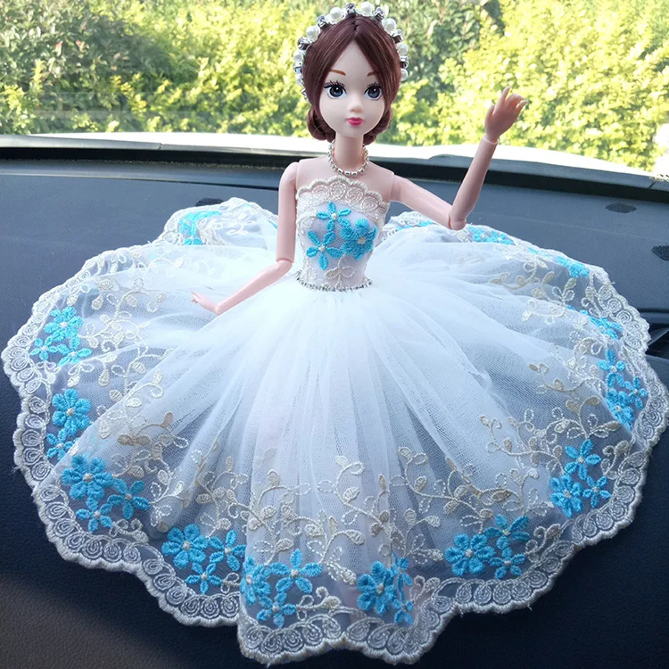 Авто assessoires с принтом «машинка» для маленьких торжественное платье автомобиля Баши кукла автомобильное украшение-кукла белого и голубого цвета, платье