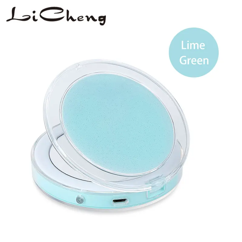 

Licheng LED Makeup Mirror with Light Rechargeable Hand Cosmetic Magnification Light up Mirrors Dropshipping