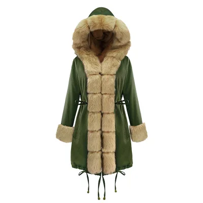 Winter Maternity Long Parka Outwear Fur Collar Hooded Maternity Coats Warm Plush Pregnant Winter Coats Clothes For Pregnancy - Цвет: Синий