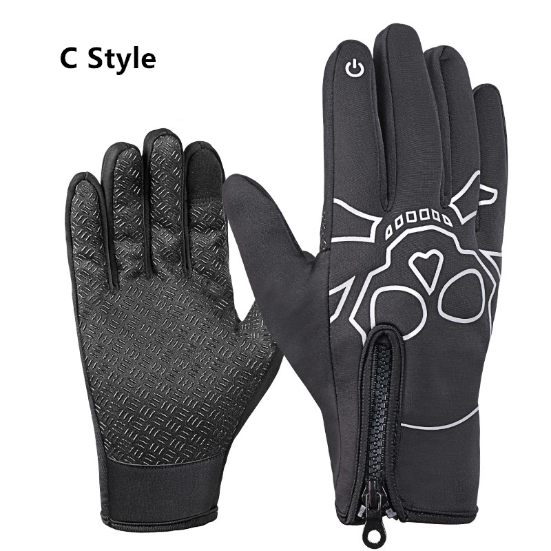 C Style Перчатки для велоспорта, MTB, шоссейные, горные, уличные, спортивные перчатки, зимние, лыжные, CS, зимние, велосипедные перчатки для рыбалки, лагеря - Цвет: C Style