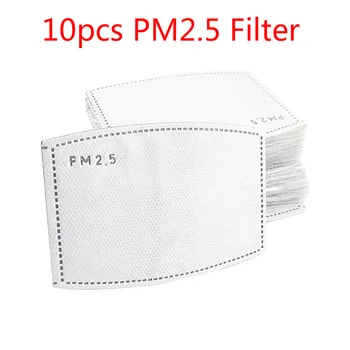 

10pcs PM2.5 Filter 5 Layer Mask Replacement Filter Activated Carbon Filter for Anti-dust for Adult Mouth-muffle Antiviral Mask