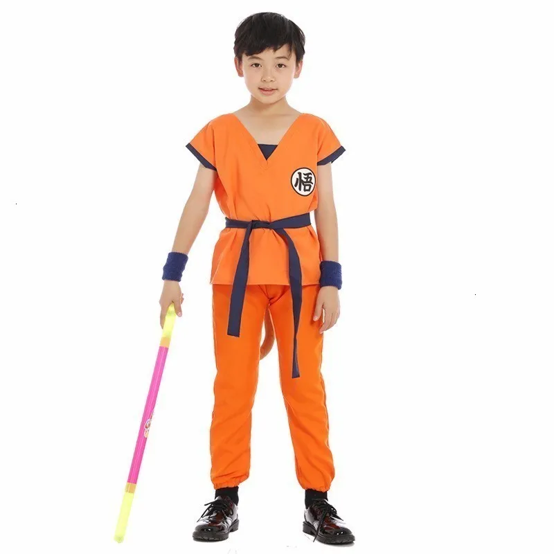 Детский карнавальный костюм на Хэллоуин «Жемчуг дракона» Z Goku(Топ/штаны/пояс/хвост/Браслеты/парик/чехол для обуви), комплект