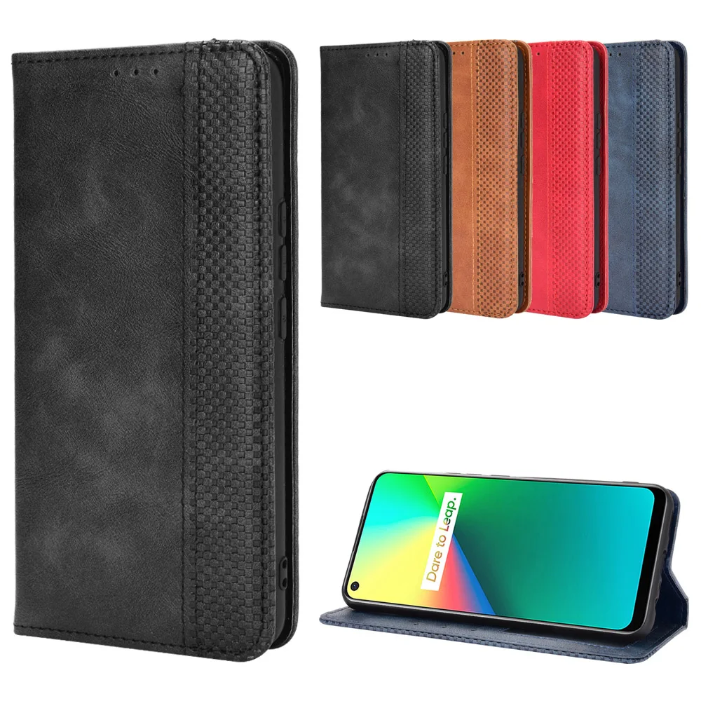 For Realme 7i Case Premium Leather Wallet Leather Flip Case For OPPO Realme C17 RealmeC17 Realme7i Phone