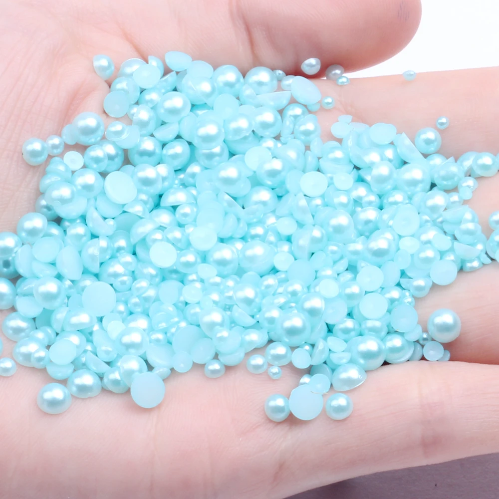 Half Round Pearls Beads 10000pcs 3mm Colors Crafts ABS Resin Gems DIY Nail Art Ornament Jewelry Pearlized Cabochon - Цвет: 20 aquamarine