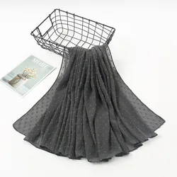 Plain Raised Pom Pom Bubble Chiffon Instant Hijab Solid Pleated Shawls Scarf Lady High Quality Soft Thin Muslim Wraps 115*115Cm