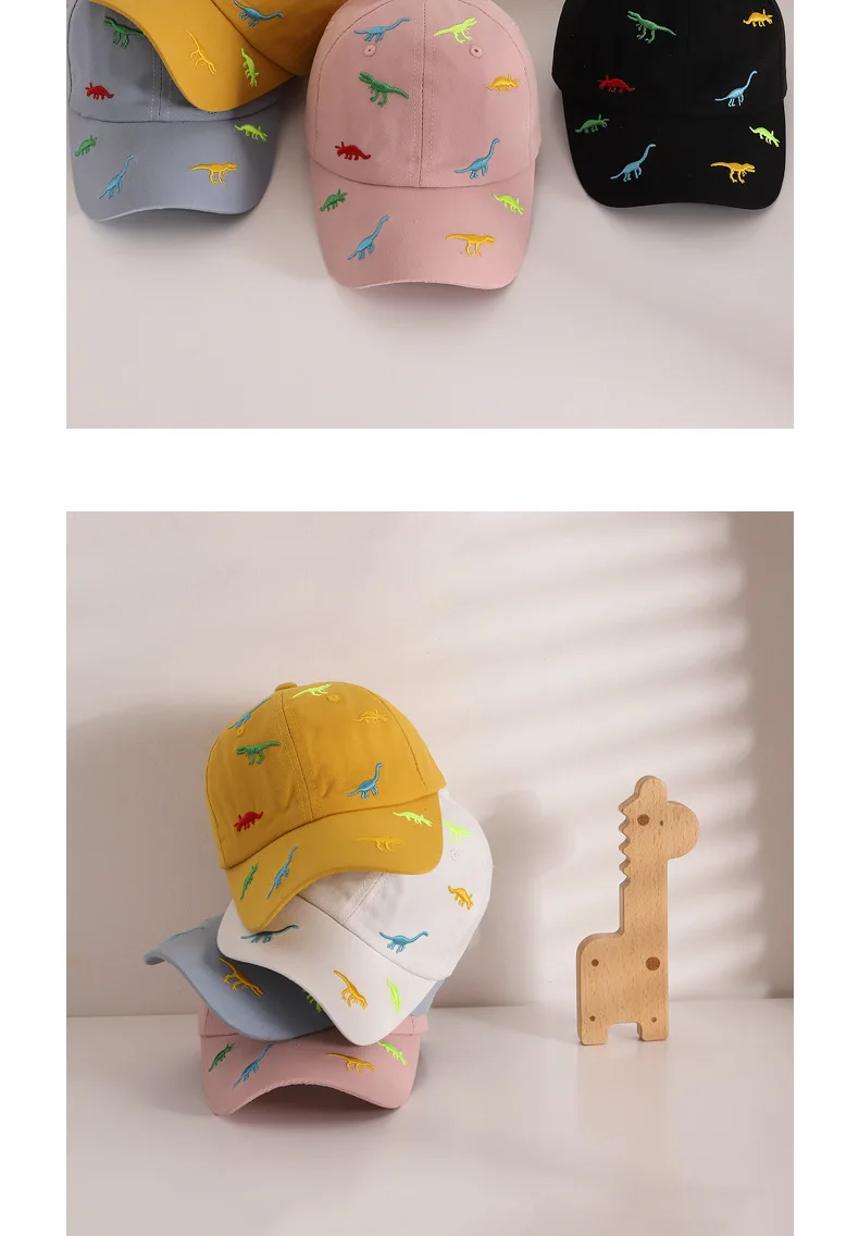 Korea Children's Hat New Cartoon Dinosaur Embroidered Cap Trend Big Eaves Sun Shading Baby Baseball Caps Casual Kids Visors men's golf baseball caps