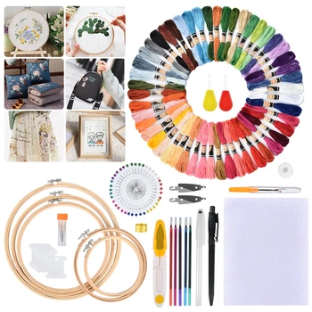 

50 Colors Embroidery Skeins Sewing Kit Embroidery Cross Stitch Needle Tool DIY Knitting Stitching Sewing Sets