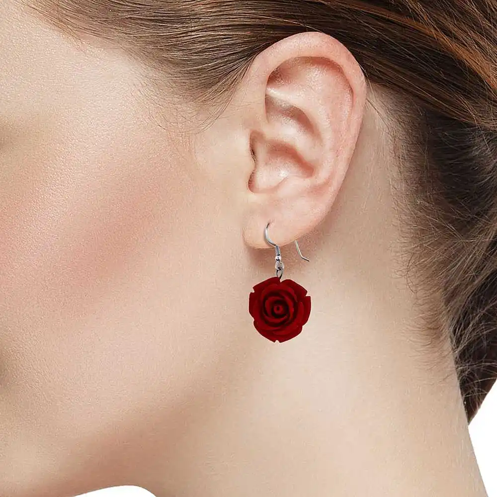 Серьги из стерлингового серебра 925 пробы с красным искусственным кораллом и