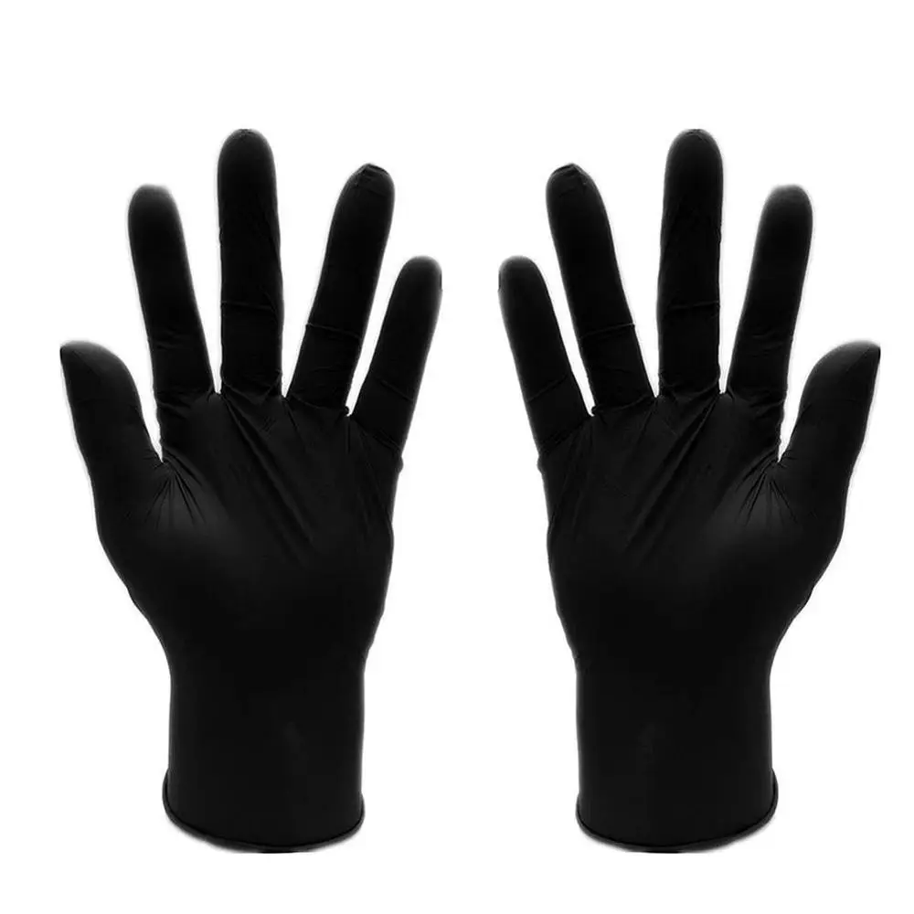 10 шт удобные одноразовые резиновые перчатки для мытья, механические нитриловые черные перчатки для мытья посуды, ручки для мытья тарелок - Цвет: S