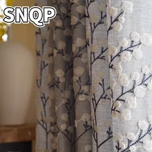 Rideaux occultants en coton et lin brodés, Simple et moderne, pour salon, fenêtre de chambre à coucher 