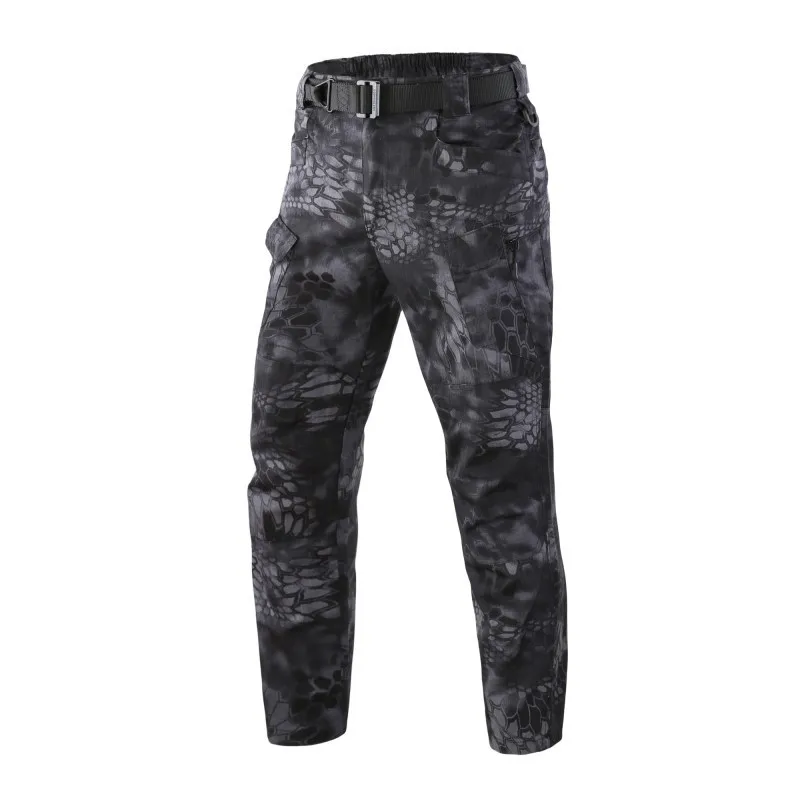 Уличные спортивные охотничьи Тактические боевые камуфляжные штаны мужские тонкие тактические снаряжение - Цвет: Black Python
