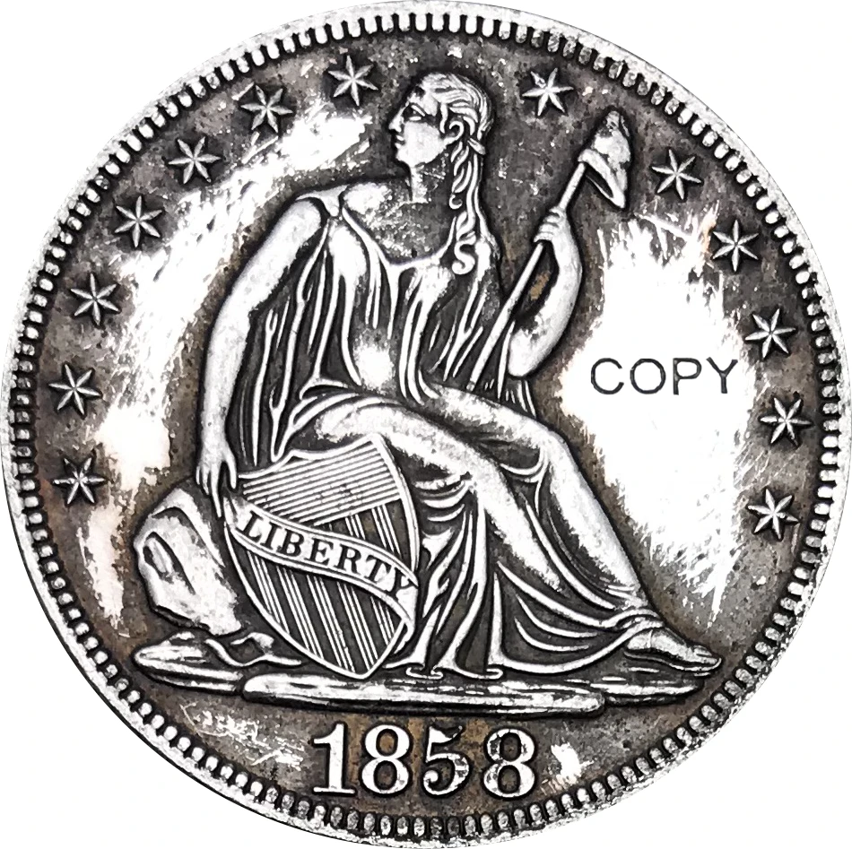 Соединенные Штаты Америки 1858 полдоллара сидя Liberty медная Посеребренная копии монет
