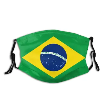 

Brazil Flag Adult Reusable Mouth Face Mask Anti Bacterial Dustproof Protection Cover Respirator Muffle Mask with Filters