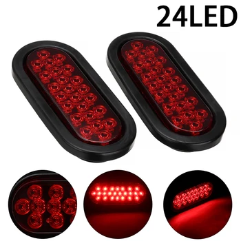 

2pcs 12V 0.4A 6" Oval 24-LED Red Tail Light Waterproof Turn Signal Brake Lamp For Car Truck RV Accessories