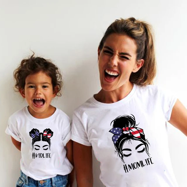 Camiseta a juego para madre e hija, ropa a la moda para madre e hija, ropa