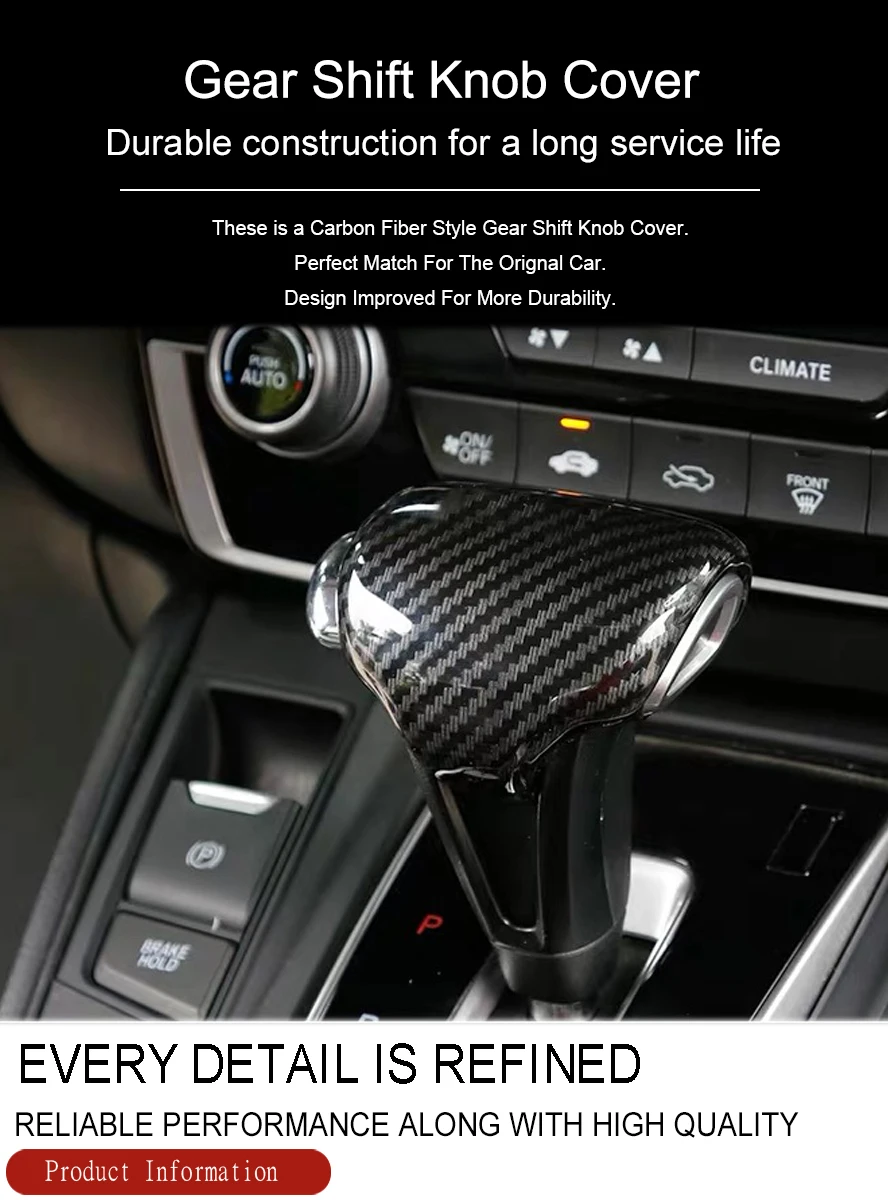 Wooeight 1Pc Carbon Fiber Style Gear Lever Shift Knob Cover Trim fit for Honda CR-V CRV 2017 2018 2019 Car Interior Accessories (8)