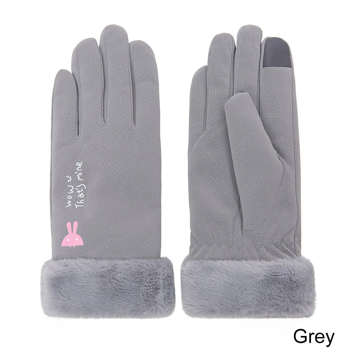 Grey Новое поступление зимние перчатки для женщин сенсорный экран Водонепроницаемый Открытый кожа толстые теплые перчатки женские эластичные варежки - Цвет: Grey