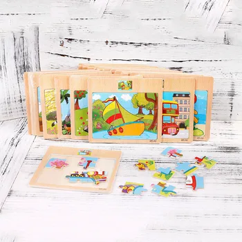 

Fashion Family leisure and entertainment Wooden Jigsaw Puzzle toy Children Cartoon Animal Traffic Learning Jigsaw Puzzle Toys H5