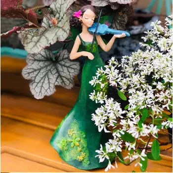 

European Resin Lyre Girl Angel Ornaments Outdoor Garden Balcony Figurines Crafts Courtyard Groceries Kindergarten Decoration Art
