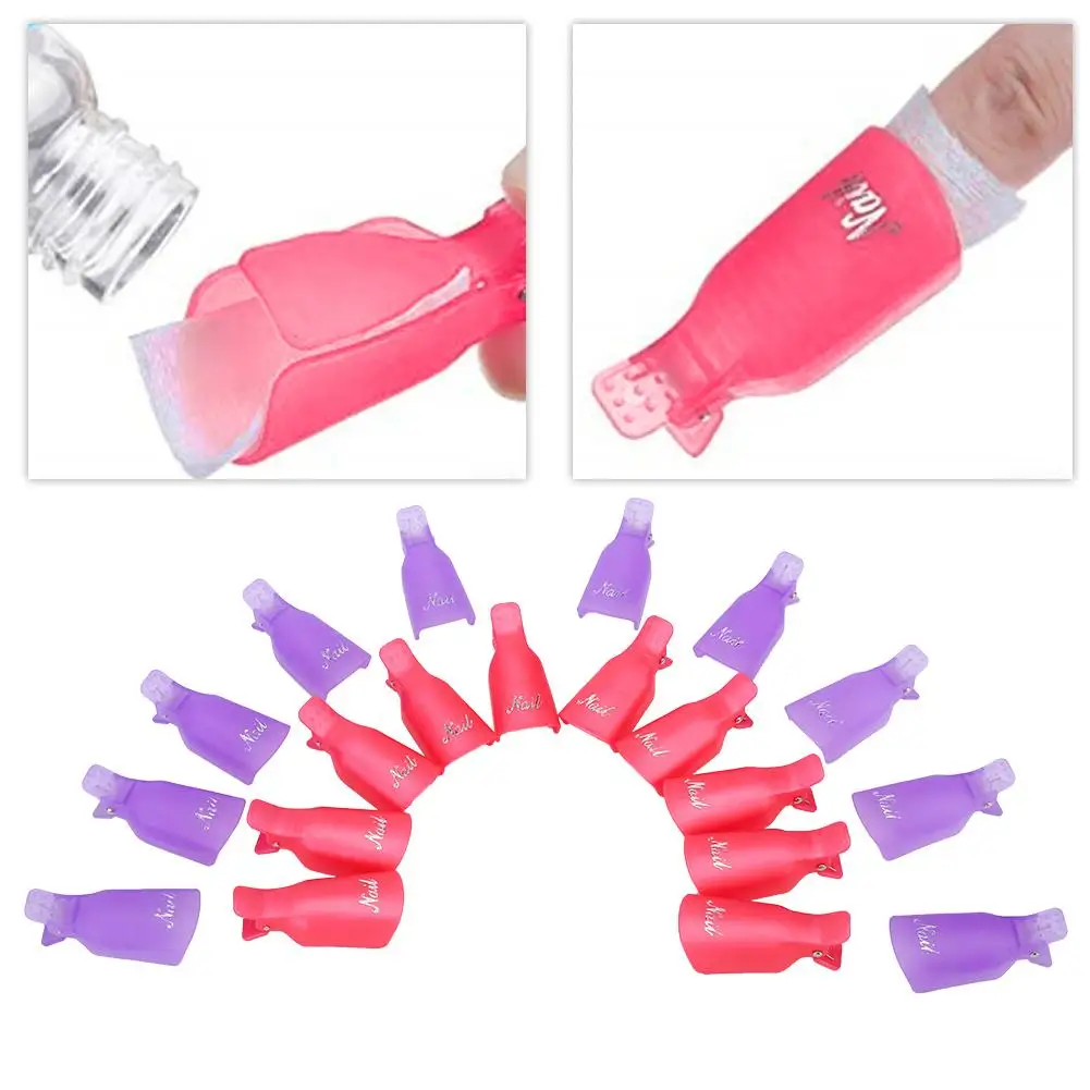 20pcs Portable Nail Polish Remover Clip Wrap Nail UV Gel Cleaning Soak Off Cap Reusable UV Gel Removal Clip Wrap Nail Art Tools