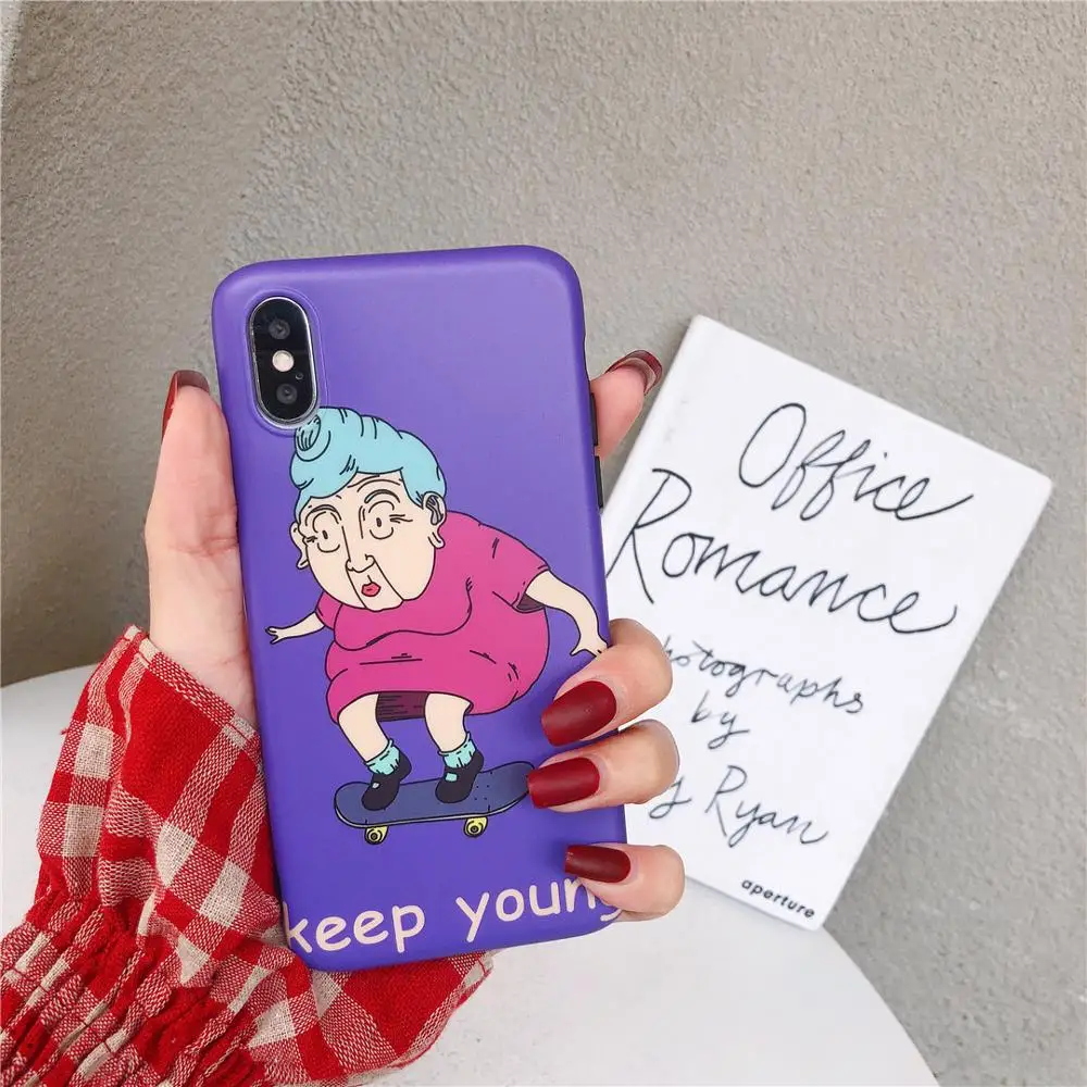 

The New Cartoon lovely Fresh Skateboard grandma For iphone 6 6S 7 7plus 8 8Plus iphone X XR MAX Case Cover Phone Case