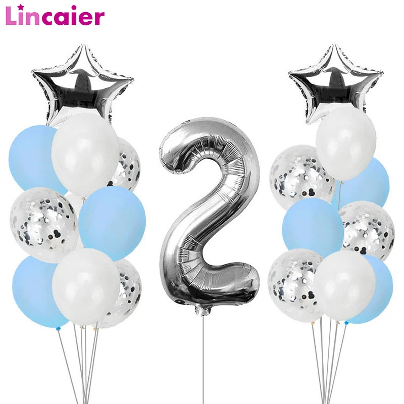 21 Pieces Numero 2 Ballons En Aluminium Joyeux Anniversaire Fete Decorations Fille Garcon 2nd Ballons 2 Ans Deuxieme Anniversaire Fournitures Aliexpress