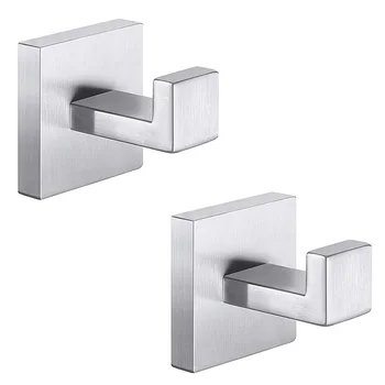 

2Pcs Bath Towel Hooks Square Clothes Washcloths Robe Hook,Heavy Duty Wall Hook,Stainless Steel,Modern Style Cabinet Closet Door
