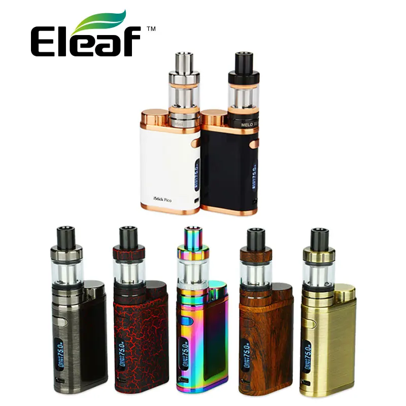 Оригинальный набор Eleaf iStick Pico 75 Вт новые цвета с мини баком MELO 3 2 мл VW/Bypass/TC/TCR