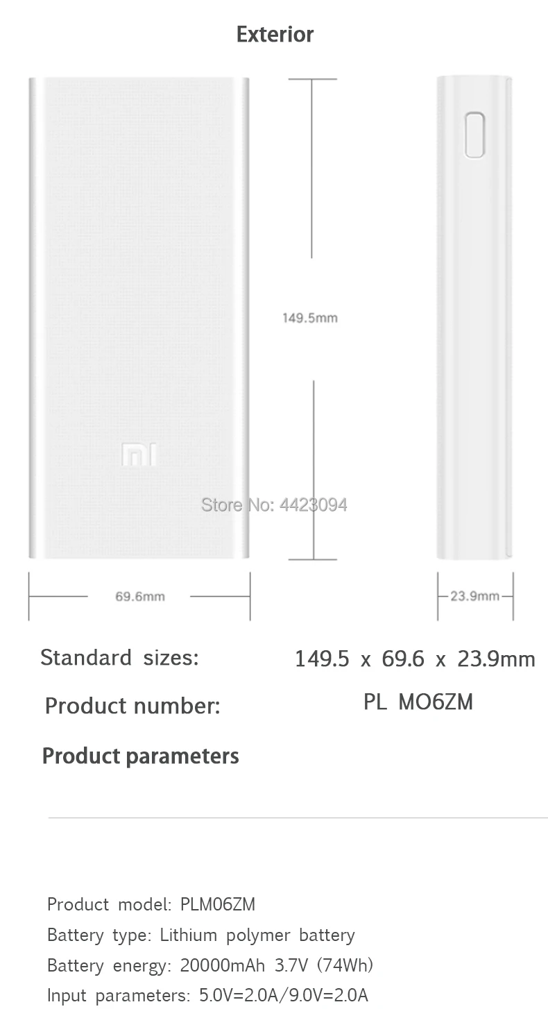 Внешний аккумулятор,, Xiao mi, 20000 мА/ч, 2C, портативное зарядное устройство, поддержка QC3.0, двойной USB mi, внешний аккумулятор, 20000, для мобильных телефонов