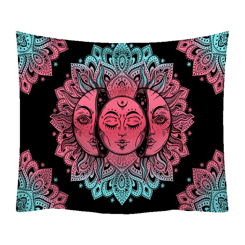 Индийская МАНДАЛА ГОБЕЛЕН настенный Sun Moon Таро гобелен ковер Psychedelic Tapiz