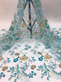 

Elegant Tulle Lace Fabric French Net Lace Fabric With Sequins For Evening Dress PAN278(5yards/lot)