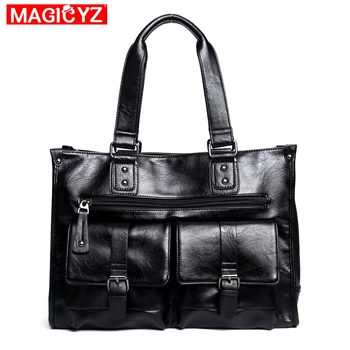 

2020 New Style man Leather handbags Double pocket Men's Hand bag Fashion Casual Multi-functional High capacity travel bag