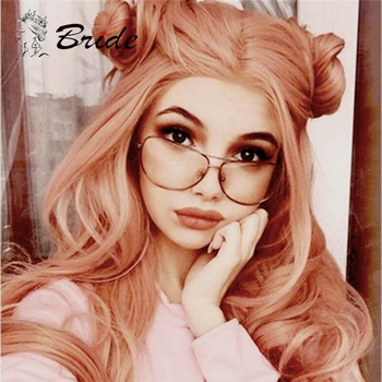 

BRIDE Long Wavy Wigs Synthetic Frontal Lace Wig False Natural Hair Extension Wig With Cap Extension Wigs For Women Party