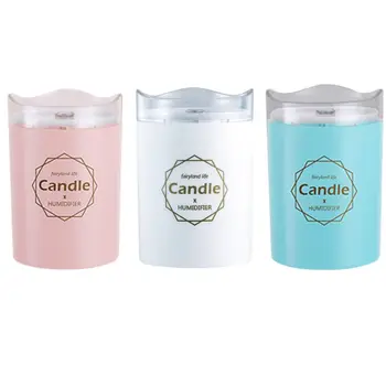 

300ML Air Humidifier Candle Romantic Soft Light Aroma Essential Oil Diffuser USB Charging Mist Maker Home Car Purifier
