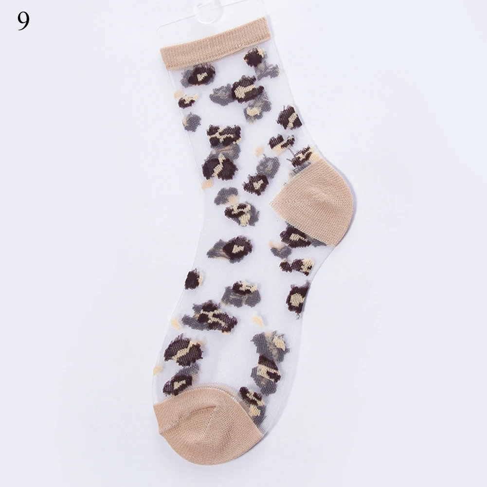 Продукт весна лето прозрачные шелковые носки женские сексуальные леопардовые Модные Повседневные Дышащие женские носки - Цвет: 9