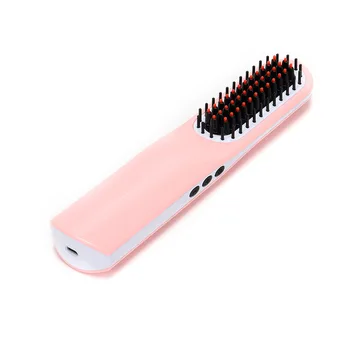 

Hair Straightener Brush USB Wireless Charging Auto Hair Dryer Brush Portable Mini Ceramic Anion Comb