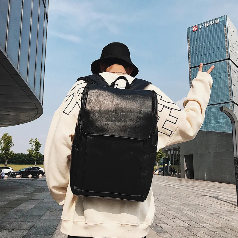 Мужской простой рюкзак высокого качества из искусственной кожи, мужской модный трендовый рюкзак для отдыха и путешествий, бизнес сумка для компьютера, Mochila Hombre