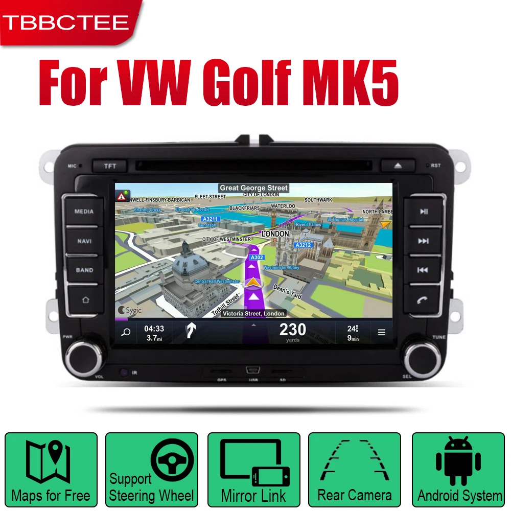 

TBBCTEE Android 2 Din Auto Radio DVD For Volkswagen VW Golf MK5 2005 2006 2007 2008 Car Multimedia Player GPS Navigation System