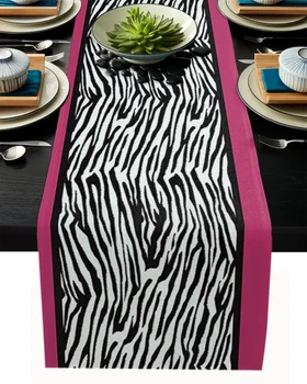 

Rose Red Black Zebra Pattern Table Runner Modern Wedding Decorations Dinning Table Runners Placemat Christmas Decorations