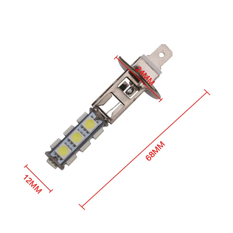10 шт. Автомобильный светодиодный лампы H1 H3 противотуманной фары DRL Авто 13Smd фары дневного света 5050 задний фонарь очень яркий фонарь белый 12V