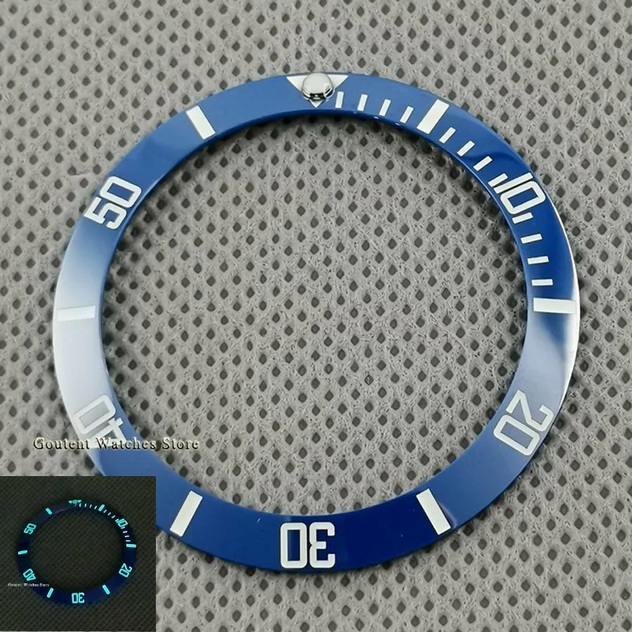 New 38mm Super Blue Luminous High Quality Watch Bezel Insert Blue Ceramic Bezel Ring Insert Watch Parts Fits For 40mm Watches