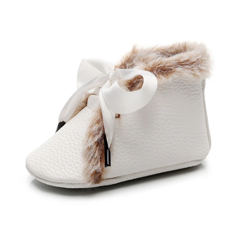 Зимние сапоги для маленьких девочек; детская обувь для новорожденных; сезон осень-зима; теплые плюшевые ботинки с мягкой подошвой; Молодежный пояс; обувь - Цвет: W