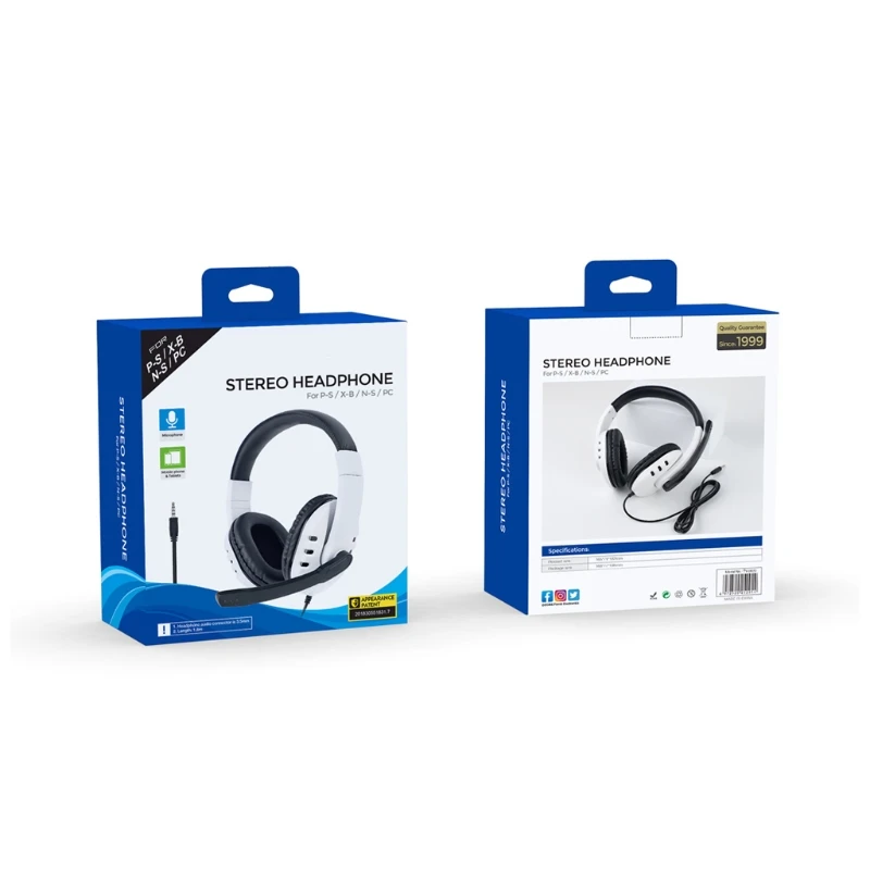 1 Set 3 5mm Gaming Headphone Wired Stereo Headset for PS5 PS4 PC Switch XONE S X 360 PC Computer Accessories