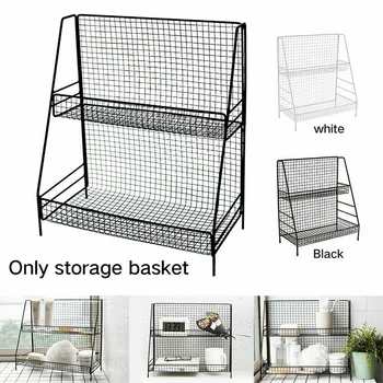 

Multifunctional Iron Storage Rack Double-layer Spice Rack Sundries Storage Organizer for Kitchen Bathroom Office C44