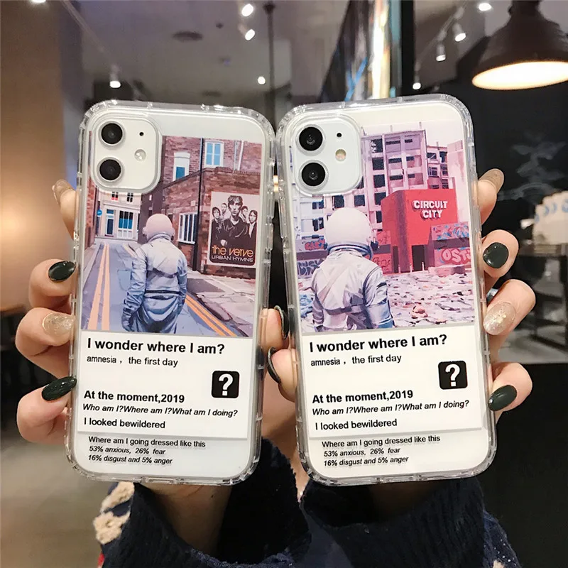 

Fashion Astronaut Back Case For iPhone XR X Xs 11 Pro Max Soft Silicone TPU Phone Cases For iPhone 7 8 6 6s Plus Luxury Covers