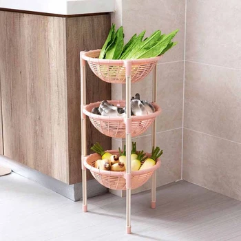 

Round Storage Rack Organizer 3 Layers Dishes Rack Fruit and Vegetable Shelf Storage Organizer Kitchen