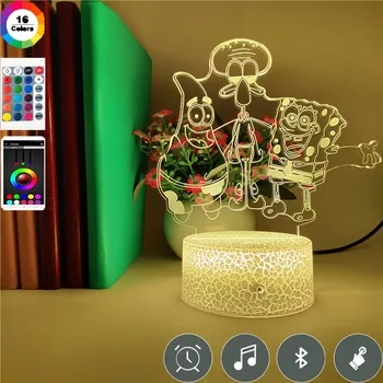 

Cartoon Figure SpongeBob Squidward Tentacles Patrick Star 3d Led Night Light Kids Bedroom Decoration Lamp Bluetooth Speaker