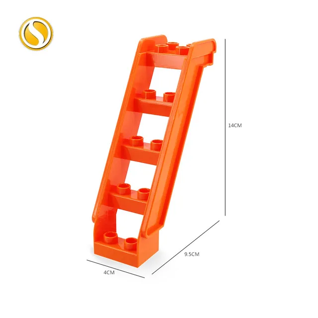 Big Building Block City Farm Architecture Accessories Fence Pillar Bridge Ladder Compatible Big Brick DIY Toys For Children Gift Orange stairs