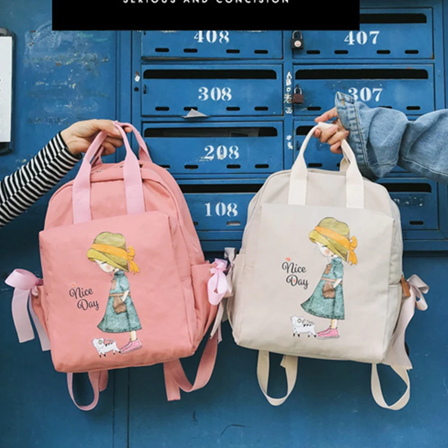 

Harajuku Cartoon Nylon Backpack for Women Casual Travel Backpack Large Capacity School Bag for Teenage Shoulder Bag Rucksack