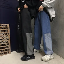 Ins корейский стиль bf Кнопка fly свободные прямые уличные карманы молния Высокая талия брюки свободные Женская одежда Джинсы Полная длина